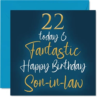 Abbildung von Fantastische Geburtstagskarte zum 22. Geburtstag für Schwiegersohn 22 Today &amp; Fantastic Happy Birthday Karte Schwiegersohn, Geburtstagsgeschenke Sohn, 145 mm x