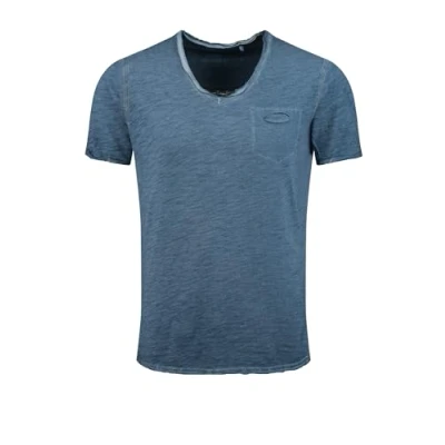 Abbildung von Key Largo T Shirt Soda vintage Look uni Basic T00619 V Ausschnitt unifarben kurzarm slim fit