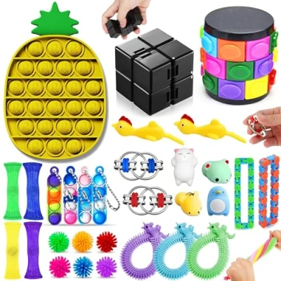 Abbildung von Chennyfun Stressabbau Spielzeug Set, 30 Pcs Sensory Zappeln Anti Stress Ananas Zauberwürfel Sensorisches Set Für Kinder Und Angst Mit Angstlust, Autismus ADHS
