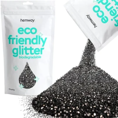 Abbildung von Biologisch abbaubarer Glitzer schwarz umweltfreundlich Pflanzlich klobig für Gesicht Körper Haare Bastelharz Festival Make up Lidschatten 100g/3,5 oz