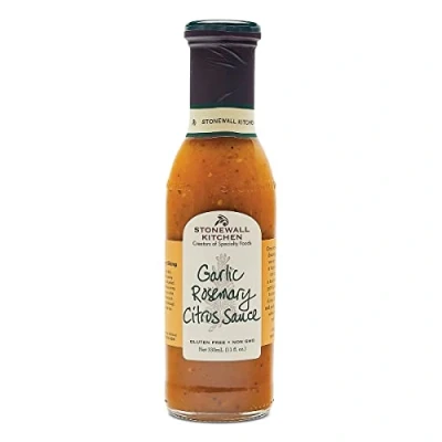 Abbildung von Stonewall Kitchen Garlic Rosemary Citrus Sauce, 330 ml Milde, frisch fruchtige BBQ Sauce mit Knoblauch und Rosmarin, perfekt für Fisch Meeresfrüchte