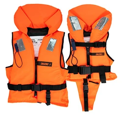 Abbildung von HonuNautic Feststoff Rettungsweste für Kinder und Erwachsene Feststoffweste 100 N, CE ISO 12402 4 Größe 7 von 70 bis 90 kg Orange