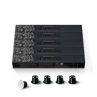 Abbildung von NESPRESSO ORIGINAL Ristretto, Dunkle Röstung, Kompatibel mit Kapselmaschinen, Kapsel Set aus 50 Kaffeekapseln