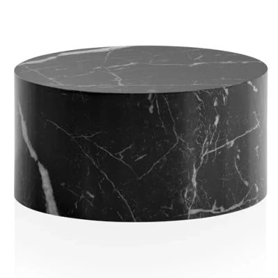 Abbildung von FINEBUY Couchtisch FB57494 (MONOBLOC 60x60x30 cm MDF Hochglanz Marmor Optik), Sofatisch Schwarz, Kaffeetisch Klein Rund