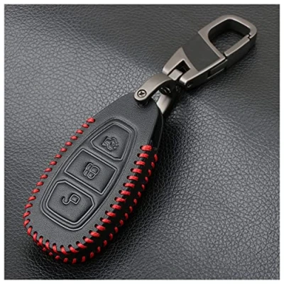 Abbildung von Leder Auto Fernschlüssel Schutzhülle für Ford Fiesta Focus C MAX 2011 2012 2013 2018 3 Tasten