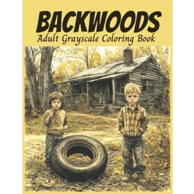 Abbildung von Backwoods Adult Grayscale Coloring Book: Rural Scenes, Country Cabins, Picturesque Landscapes, and Traditional Lifestyle, Relaxation Stress Relief (Relaxing Band 13)