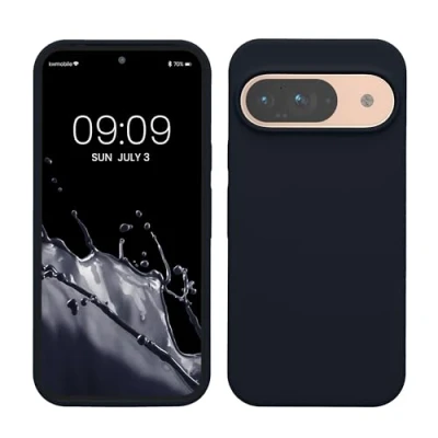Abbildung von kwmobile Hülle kompatibel mit Google Pixel 9 / Pro Silikon Handy Case Handyhülle weiche Oberfläche kabelloses Laden Heidelbeerblau