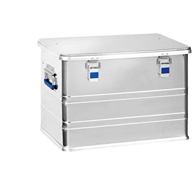 Abbildung von hünersdorff Aluminium Box Profi 73 Liter, spritzwassergeschütz mit Gummi Dichtung, leicht, stabil, Klapphandgriffe, Vorbereitung für Schlösser, Farbe: silber
