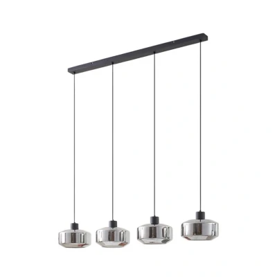 Abbildung von Lindby Hängeleuchte Hildur, 4 flg., 115 cm, rauchgrau, Glas