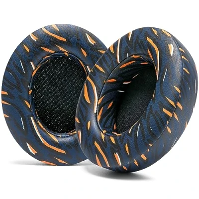 Abbildung von WC Wicked Cushions Ersatz Ohrpolster für Beats Studio 2 &amp; 3 (B0501, B0500) Wired Wireless Passt Nicht Solo Weicheres Leder, verbesserter Schaum und stärkerer Klebstoff Navy Tiger