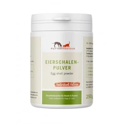 Abbildung von Futtermedicus Eierschalen Pulver 250 g Ergänzungsfuttermittel für Hunde und Katzen Als Barf Zusatz geeignet Zur Deckung des Calcium Bedarfs