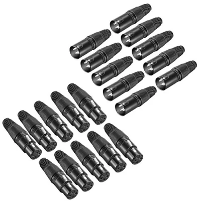 Abbildung von NEEWER 20 Stücke 3 Pin XLR Mic Schlange Stecker Konnektor 10 und Buchse Kabel Mikrofon Audio Steckdose, aus Zink Legierung für hohe Leitfähigkeit Ultra Niedrig Geräusch