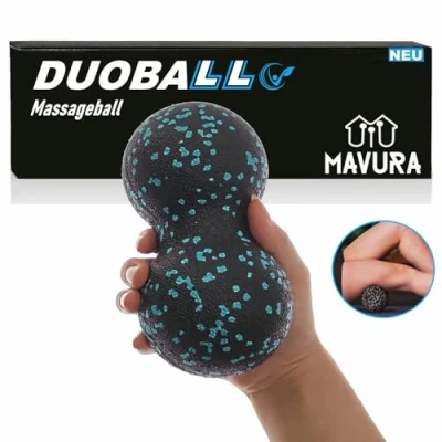 Abbildung von MAVURA Massageball DUOBALL Faszienball Faszienroller Massageroller, Faszientraining Faszienkugel Massage, Double Ball Roller Peanut Selbstmassage