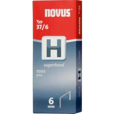 Abbildung von Novus Feindrahtklammern 6 mm &quot;superhart&quot;, für Hammertacker, XL Packung mit 5000 Tacker Klammern, Typ 37/6, Stahldraht