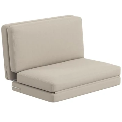 Abbildung von HOMCOM Bodensofa 3 in 1 Klappbar Schlafsofa mit Samtoptik, Gepolstert Sofabett bis 240 kg belastbar für Schlafzimmer, Wohnzimmer, Beige