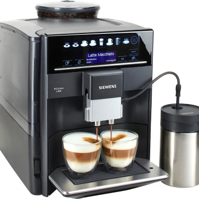 Abbildung von SIEMENS Kaffeevollautomat &quot;EQ6 plus s400 TE654509DE, Doppeltassenfunktion, Keramikmahlwerk&quot;, viele Kaffeespezialitäten, automatische Dampfreinigung, saphirschwarz