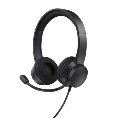 Abbildung von Trust Ayda USB Headset mit Mikrofon On Ear, Noise Cancelling ENC Mikrofon, Leichtes Design, 65% Recyclingkunststoff Kopfhörer Kabel 1,80 m, Headphones C für Office, Teams, Zoom Schwarz
