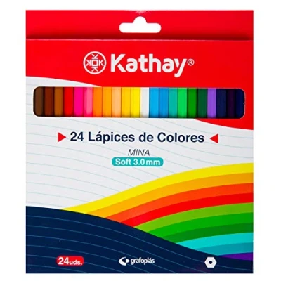 Abbildung von Kathay 86233699 Box mit 24 Buntstiften aus Holz, weiche Mine 3,0 mm, perfekt zum Ausmalen
