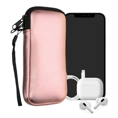 Abbildung von kwmobile Handytasche für Smartphones XXL 7&quot; Neopren Handy Hülle Metallic Rosegold Tasche 17,7 x 8,5 cm Innenmaße