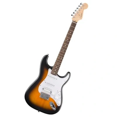 Abbildung von Squier by Fender Debut Collection HT HSS Stratocaster E Gitarre, Laurel Griffbrett, Weißes Schlagbrett, 2 Tone Sunburst