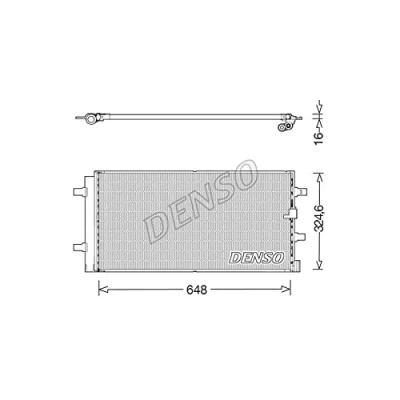 Abbildung von DENSO DCN02044 Klimakondensator mit Trockner 648x324.6x16 R 134a 648 AUDI: A4 B8 Limousine, Avant, A5 Sportback, PORSCHE: Macan kfzteile,