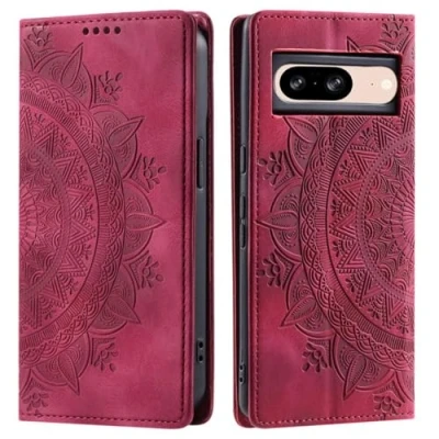 Abbildung von CoverKingz Handyhülle für Google Pixel 9/9 Pro Handytasche mit Kartenfach Schutzhülle Cover Handy Hülle klappbar Motiv Mandala Rot
