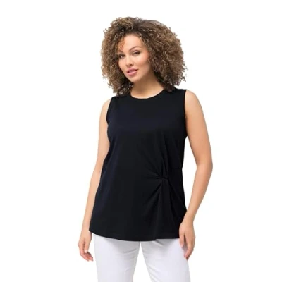 Abbildung von Ulla Popken Drapiert Classic Rundhals ÄRMELLOS Top, Damen, Größe: 54/56, Navy blue