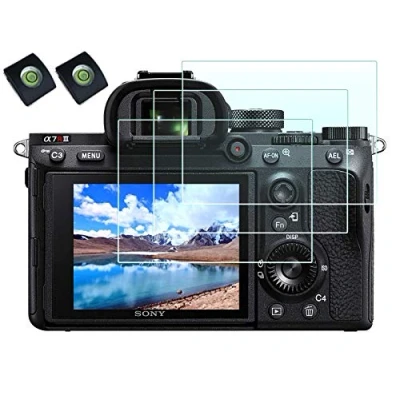 Abbildung von Displayschutz Displayschutzfolie für Sony Alpha 7R III II 7 A7R II/A7 II/A77 II/A7S Kamera mit 0.3mm High Definition, 9H Härte,optische LCD Glas Schutzhülle [3+2 Pack]