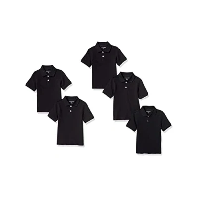 Abbildung von Amazon Essentials Jungen Kurzärmlige Piqué Poloshirts, 5er Pack, Schwarz, 10 Jahre