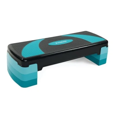 Abbildung von TREXO Aerobic Step 78 x 30 cm Für Cardio und Fitnesstraining Höhenverstellbar 10 20 Langlebig aus Polypropylen TPR Hochwertig Blau