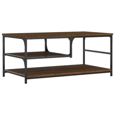 Abbildung von vidaXL Couchtisch, Beistelltisch mit viel Stauraum, Wohnzimmertisch Sofatisch Metallgestell, Tisch Kaffeetisch Teetisch, Braun Eichen Optik Holzwerkstoff