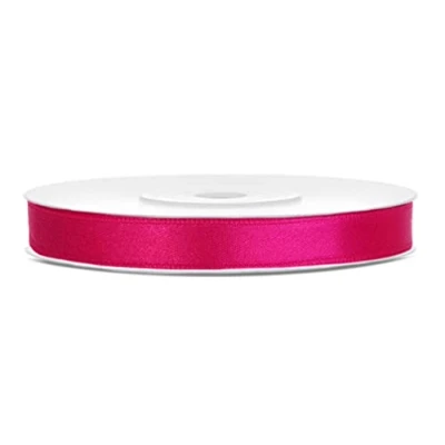 Abbildung von Libetui 25 Meter Satinband dunkelpink 6mm Schleifenband Satin Dekoband Dark Pink Geschenkband pinke Schleife Geschenkverpackung Deko Hochzeit Band