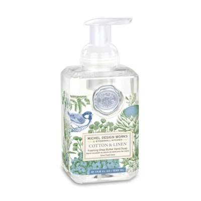 Abbildung von MICHEL DESIGN WORKS 0 Foaming Hand Soap 17.8oz, Cotton &amp; Linen Scent and Design, Shea Butter Aloe Vera Blend, Beautiful Square Container with Pump