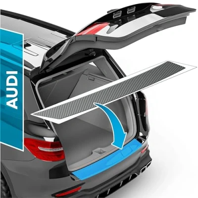 Abbildung von uProtect Auto Ladekantenschutz Folie für Audi Q7 2 (II) 4M I 2015 2024 Stoßstangenschutz, Kratzschutz, Lackschutzfolie Carbon Optik Selbstklebend