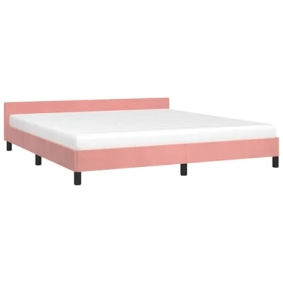 Abbildung von vidaXL Bettgestell mit Kopfteil, Bettrahmen Lattenrost, Bett Polsterbett Stützbeinen, Schlafzimmerbett Doppelbett, Rosa 180x200cm Samt