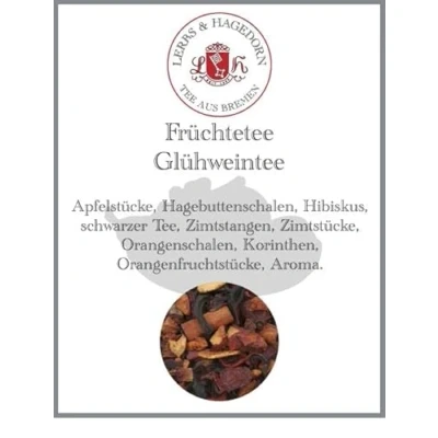 Abbildung von Lerbs &amp; Hagedorn, Früchtetee Glühweintee 250g (ca.18 Liter) Apfelstücke, Hagebuttenschalen, Hibiskus, schwarzer Tee