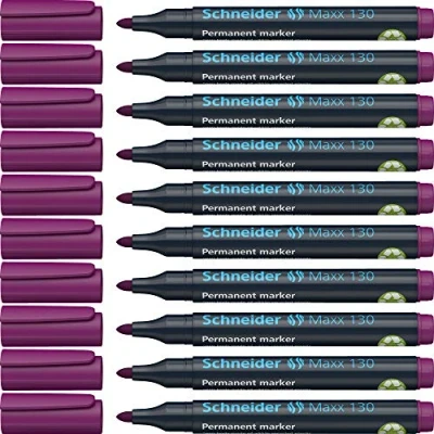 Abbildung von Schneider Maxx 130 Permanent Marker mit Rundspitze (Strichstärke: 1 3 mm, nachfüllbar) 10er Packung violett
