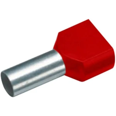 Abbildung von VOGT VERBINDUNGSTECHNIK Doppeltes Endstück, 490814D, 10 mm² x 12 mm, teilisoliert, rot, 100 Stück