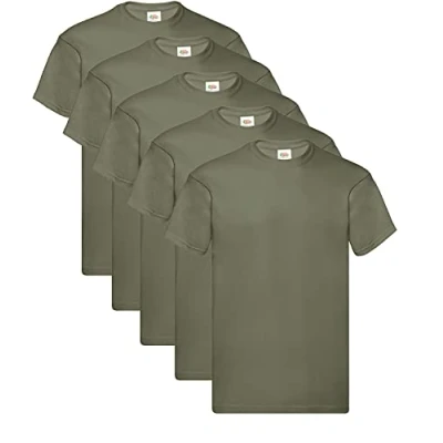 Abbildung von Fruit of the Loom Herren Original T. T Shirt, 5 Olive, XL (5er Pack) + 1HL Kauf Notizblock