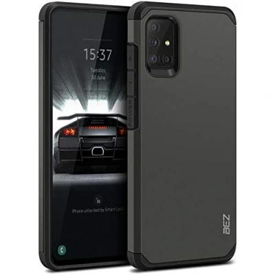 Abbildung von BEZ Hülle für Samsung Galaxy A51 Hülle, Handyhülle Tasche Stoßfestes Kompatibel A51, [Heavy Duty Serie] Outdoor Dual Layer Armor Case Handy Schutzhülle Robuste, Grau