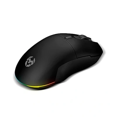 Abbildung von KROM KOMET Kabellose RGB Gaming Maus, optischer Präzisionssensor Pixart PMW 3212, 8 Tasten, 5 DPI Stufen bis 2400, kabelloser 2,4 GHz Empfänger inklusive, USB, schwarz