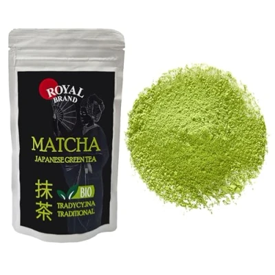 Abbildung von Royal Brand Matcha Pulver BIO 100g, Grüntee aus Japan Zertifizierter Premium Green Tea Japan. Japanischer ideal zum Trinken für Latte, Smoothies. Getränk Hergestellt in Shizuoka