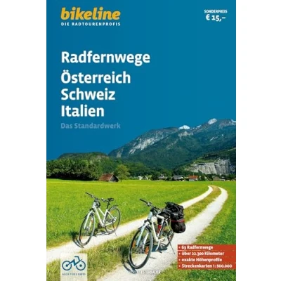 Abbildung von Radfernwege Österreich, Schweiz, Italien: 63 Radfernwege, über 22.800 km, 1:500.000 (bikeline Panorama)