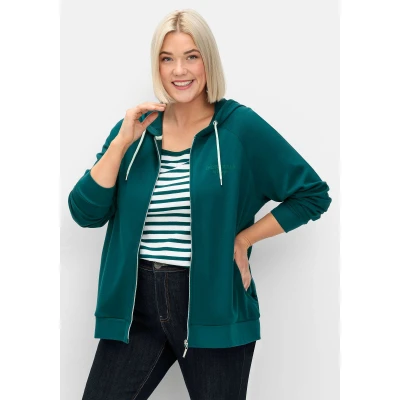 Abbildung von Sheego Kapuzensweatjacke &quot;Große Größen&quot;, mit Flockprint und Eingrifftaschen