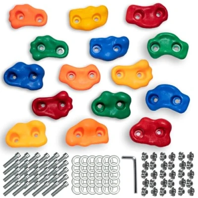 Abbildung von CIMOYBAI 15 Stücke Klettergriffe, Klettersteine Kinder Outdoor, Mehrfarbig Klettergriffe Kinder, Kletterwand Griffe Mit Befestigungsschrauben Für Spielturm Und