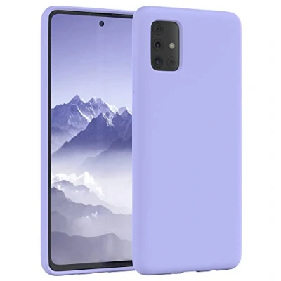 Abbildung von EAZY CASE Premium Silikon Handyhülle kompatibel mit Samsung Galaxy A51, Slimcover Kameraschutz und Innenfutter, Silikonhülle, Schutzhülle, Bumper, Handy Case, Hülle, Softcase, Lila Blau
