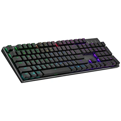Abbildung von Cooler Master SK653 Kabellose mechanische Gaming Tastatur (Full Size) Mit flachen schwebenden Tasten, Bluetooth/Kabel Hybrid, RGB Beleuchtung, PC und MacOS kompatibel ES Layout, Rote Schalter