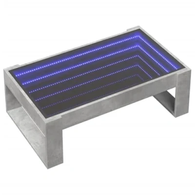 Abbildung von vidaXL Couchtisch, Beistelltisch mit Infinity LED, Sofatisch Kaffeetisch für Wohnzimmer, Teetisch Wohnzimmertisch, Betongrau Holzwerkstoff Glas