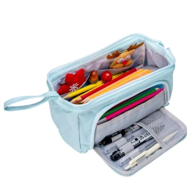 Abbildung von Kiperline Federmäppchen, großes Fassungsvermögen, Faltbar Schulmäppchen Federtasche Farbe Bleistift Tasche, Für Kinder Studenten Erwachsene Federtasche,Blau