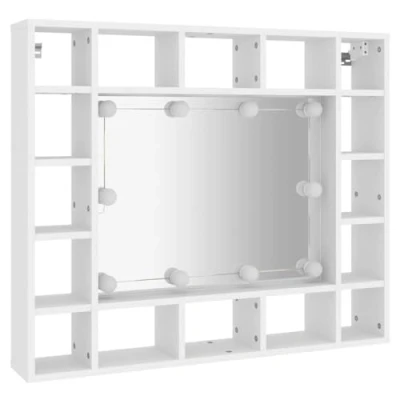 Abbildung von vidaXL Spiegelschrank mit LED Stauraum Kosmetikspiegel Schminkspiegel Hängeschrank Wandschrank Schrank Spiegel Schlafzimmer Weiß 91x15x76,5cm